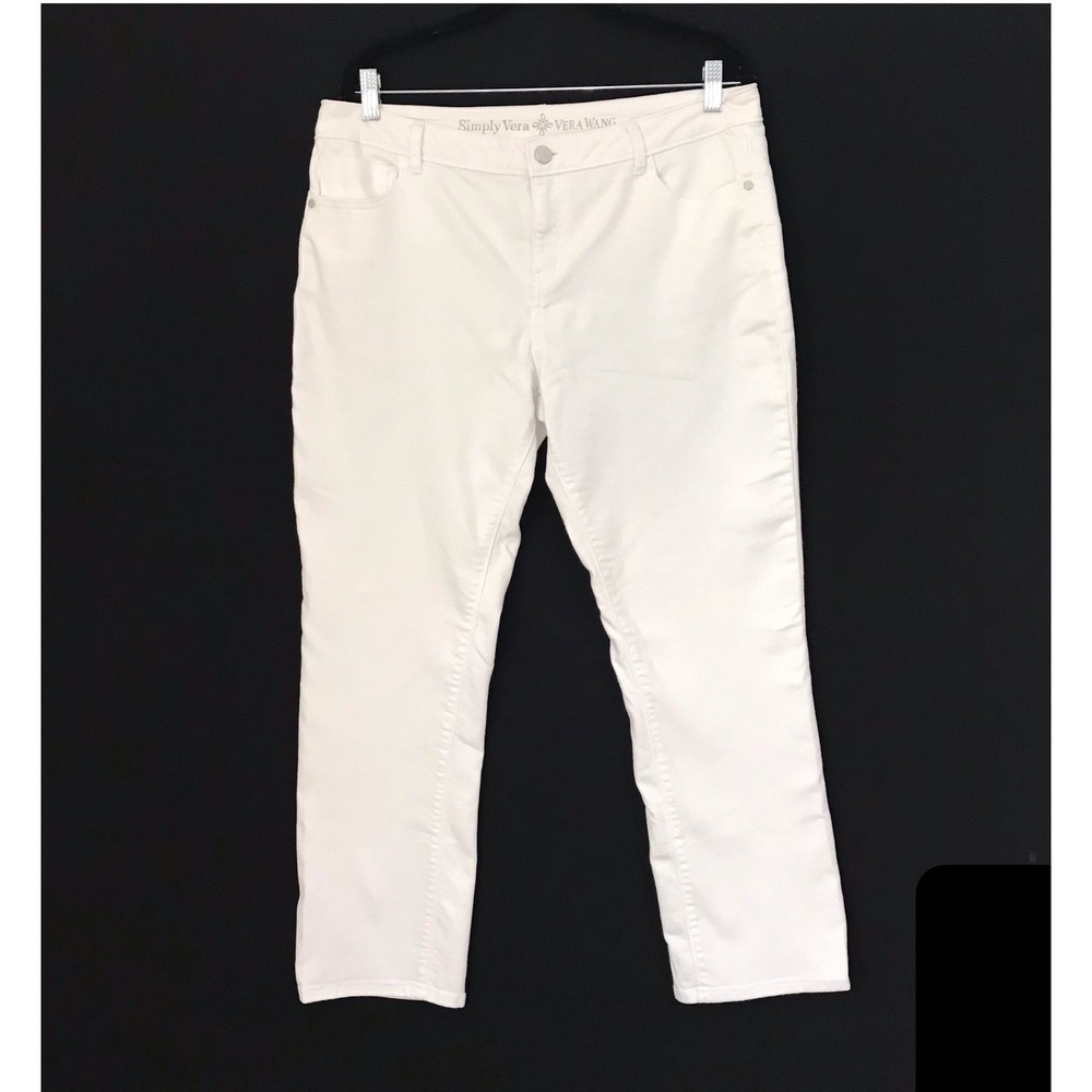 Simply Vera Wang Pants White Denim Roll Cuff Capri Jeans Women's Size 14
